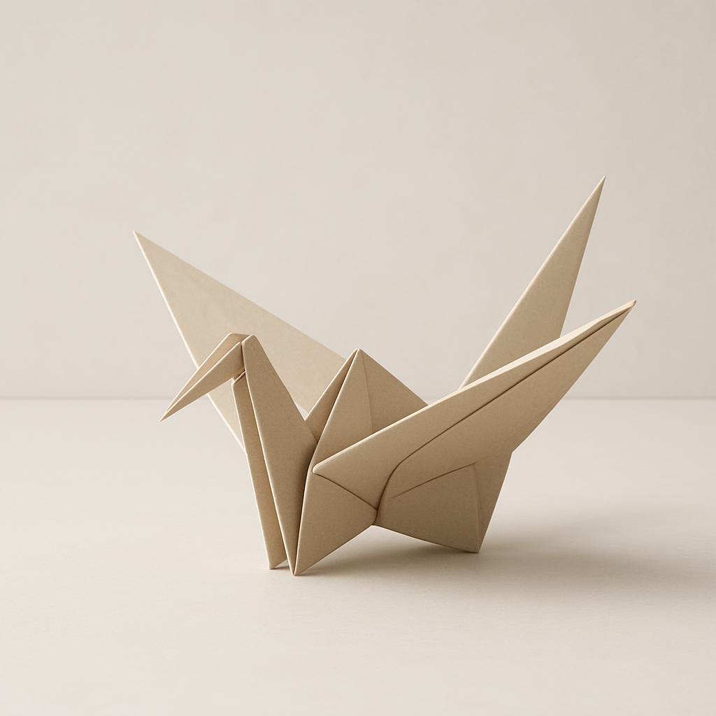 An origami crane in remembrance of at least 140,000 lives lost in the atomic bombings of Hiroshima and Nagasaki, and the o...